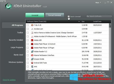 Снимак заслона IObit Uninstaller Windows 8