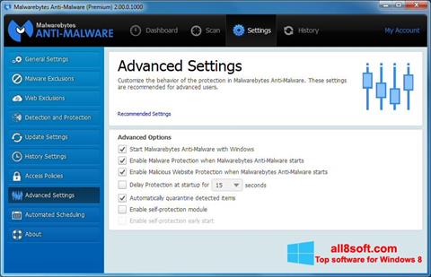 Снимак заслона Malwarebytes Anti-Malware Windows 8