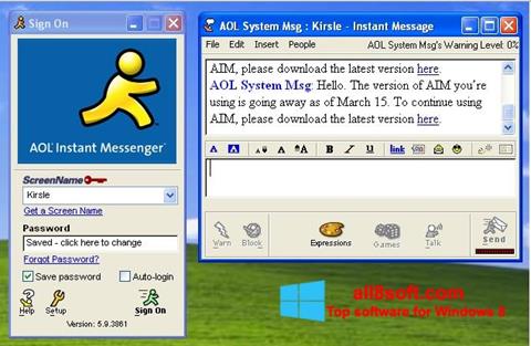 Снимак заслона AOL Instant Messenger Windows 8