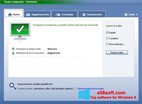 Снимак заслона Microsoft Security Essentials Windows 8