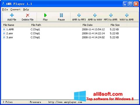 Снимак заслона AMR Player Windows 8