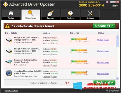 Снимак заслона Advanced Driver Updater Windows 8