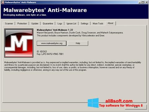 Снимак заслона Malwarebytes Anti-Malware Free Windows 8