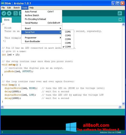 Снимак заслона Arduino Windows 8