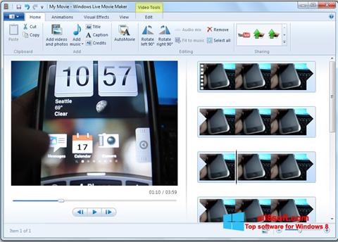 Снимак заслона Windows Live Movie Maker Windows 8