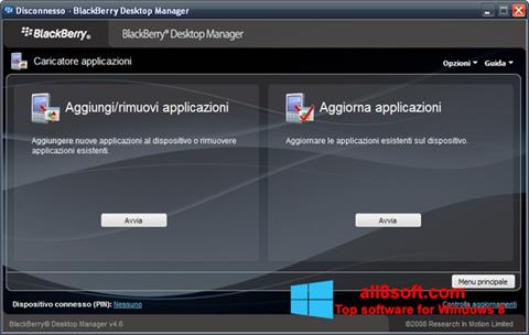 Снимак заслона BlackBerry Desktop Manager Windows 8