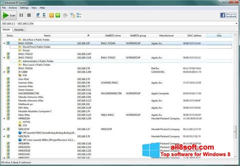 Снимак заслона Advanced IP Scanner Windows 8