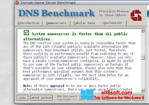 Снимак заслона DNS Benchmark Windows 8