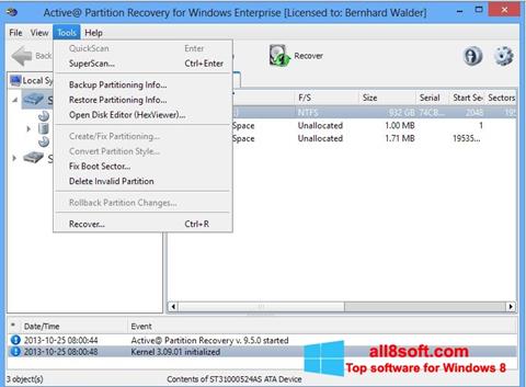 Снимак заслона Active Partition Recovery Windows 8