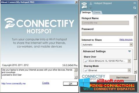 Снимак заслона Connectify Hotspot PRO Windows 8