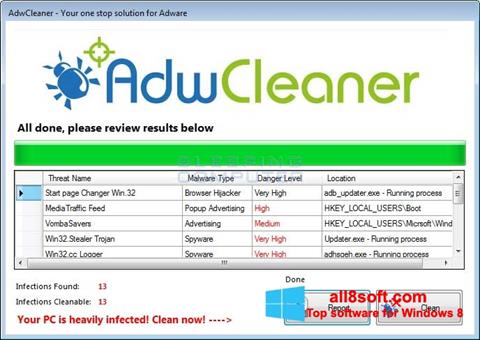 Снимак заслона AdwCleaner Windows 8