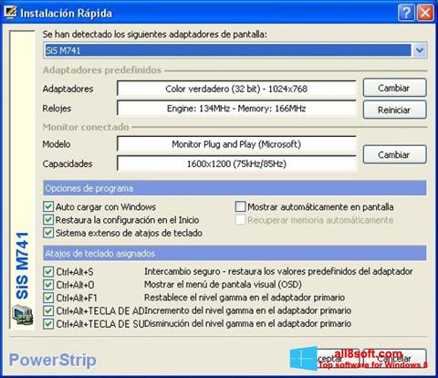 Снимак заслона PowerStrip Windows 8