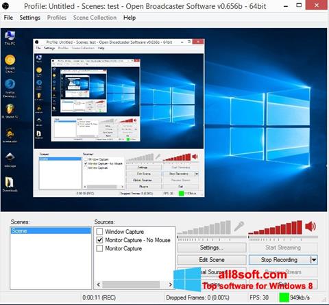 Снимак заслона Open Broadcaster Software Windows 8