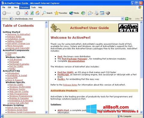 Снимак заслона ActivePerl Windows 8