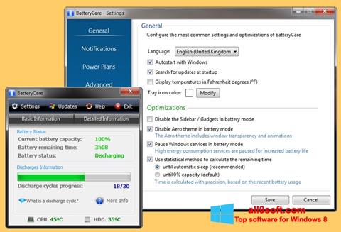 Снимак заслона BatteryCare Windows 8
