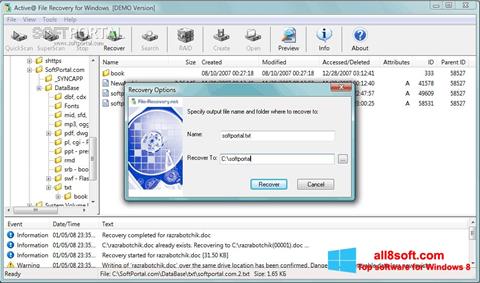 Снимак заслона Active File Recovery Windows 8