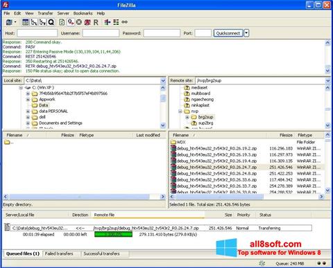 Снимак заслона FileZilla Windows 8