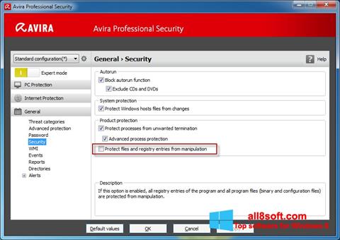 Снимак заслона Avira Professional Security Windows 8