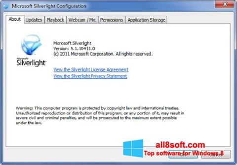 Снимак заслона Microsoft Silverlight Windows 8