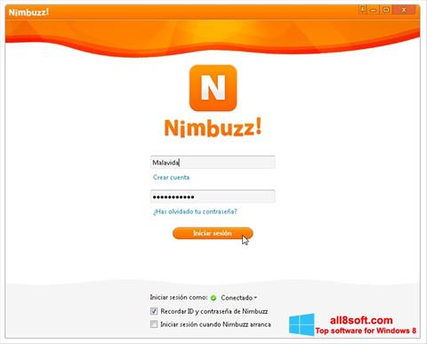 Снимак заслона Nimbuzz Windows 8