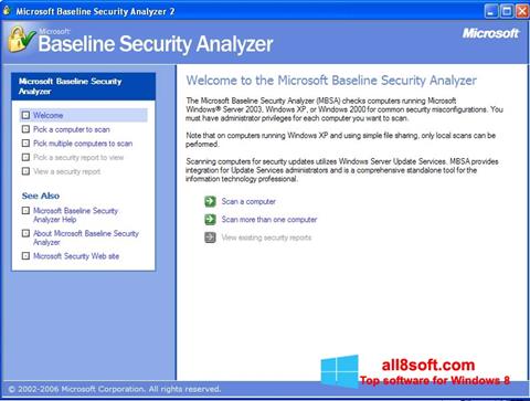 Снимак заслона Microsoft Baseline Security Analyzer Windows 8