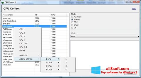 Снимак заслона CPU-Control Windows 8