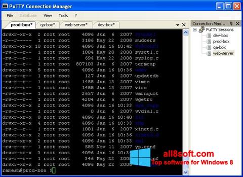 Снимак заслона PuTTY Connection Manager Windows 8