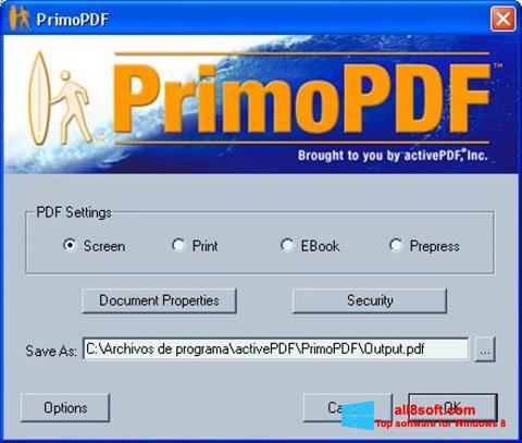Снимак заслона PrimoPDF Windows 8