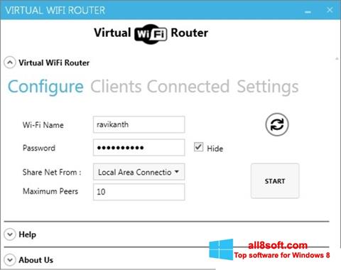 Снимак заслона Virtual WiFi Router Windows 8
