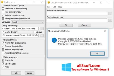 Снимак заслона Universal Extractor Windows 8
