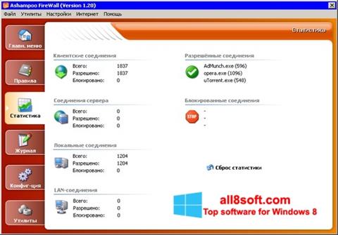 Снимак заслона Ashampoo Firewall Windows 8