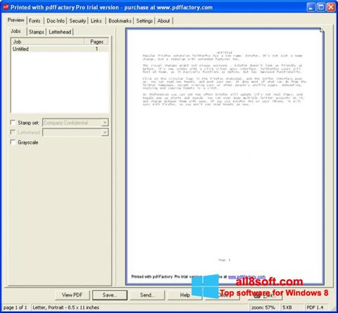 Снимак заслона pdfFactory Pro Windows 8
