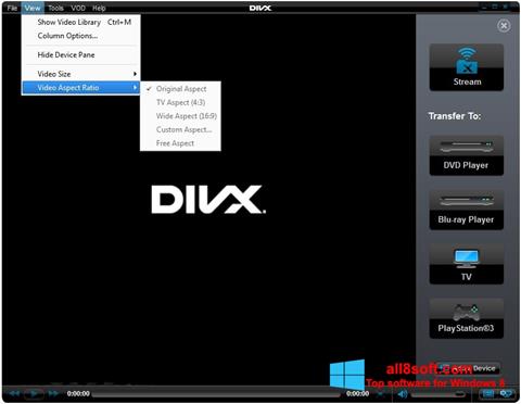 Снимак заслона DivX Player Windows 8