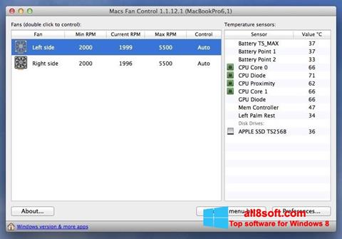 Снимак заслона Macs Fan Control Windows 8