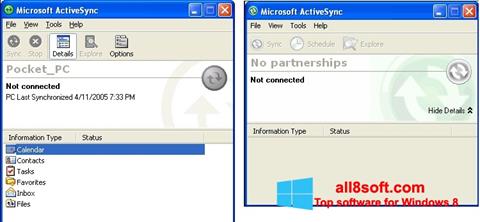 Снимак заслона Microsoft ActiveSync Windows 8