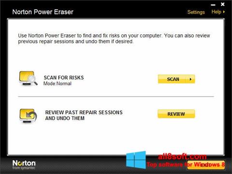 Снимак заслона Norton Power Eraser Windows 8