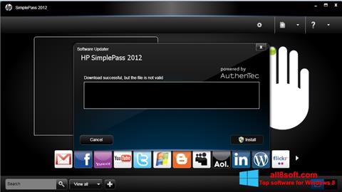 Снимак заслона HP SimplePass Windows 8