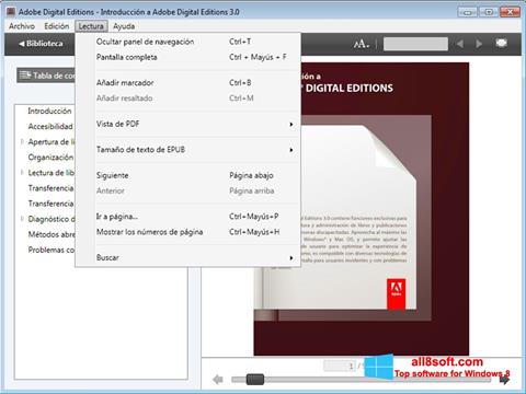 Снимак заслона Adobe Digital Editions Windows 8