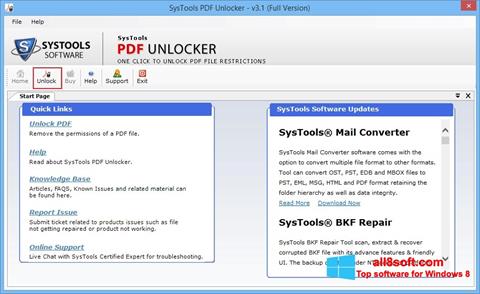 Снимак заслона PDF Unlocker Windows 8