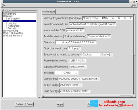 Снимак заслона PowerTweak Windows 8
