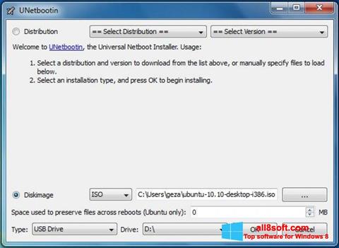 Снимак заслона UNetbootin Windows 8