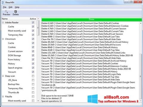 Снимак заслона BleachBit Windows 8