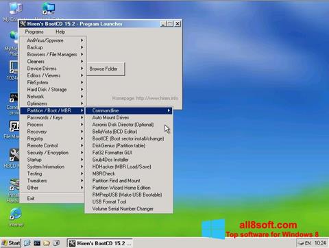 Снимак заслона Hirens Boot CD Windows 8