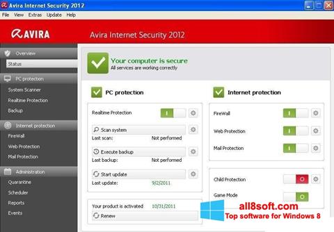 Снимак заслона Avira Internet Security Windows 8