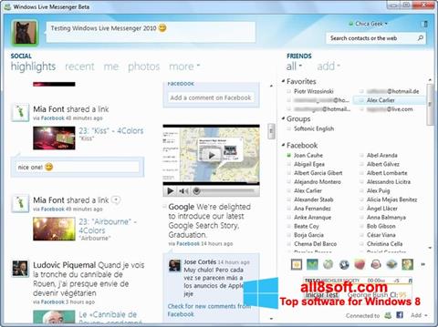 Снимак заслона Windows Live Messenger Windows 8
