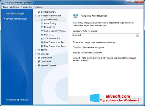 Снимак заслона Auslogics Internet Optimizer Windows 8