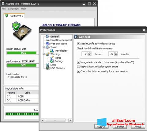 Снимак заслона HDDlife Windows 8