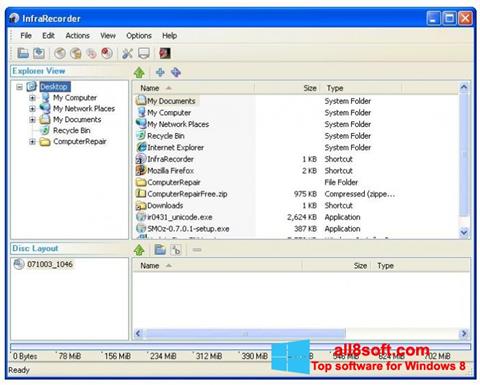 Снимак заслона InfraRecorder Windows 8