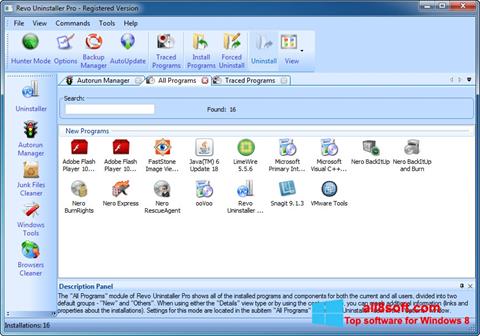 Снимак заслона Revo Uninstaller Windows 8