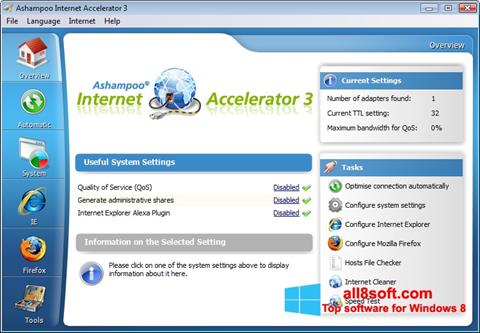Снимак заслона Ashampoo Internet Accelerator Windows 8